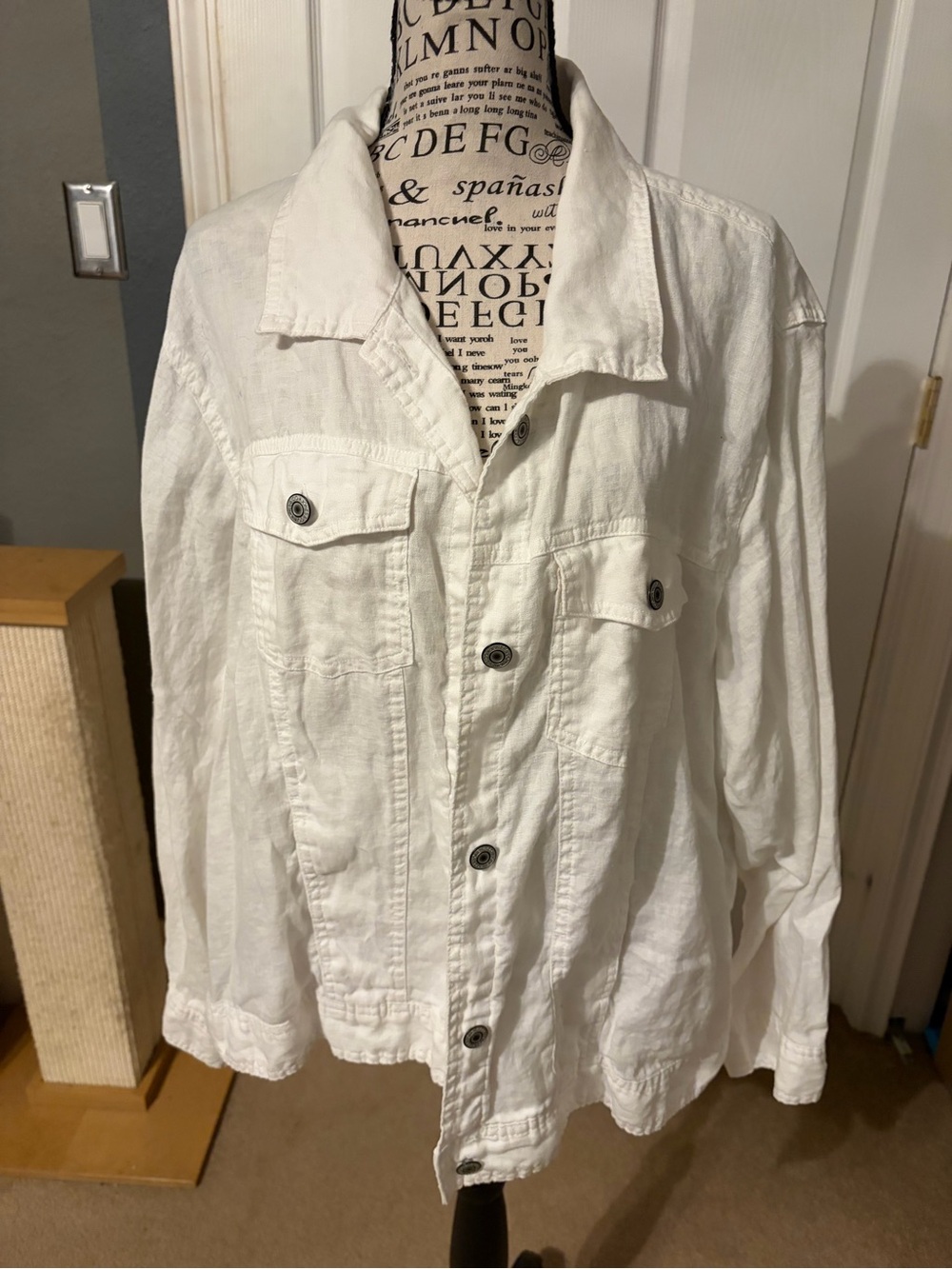Lightweight White Button-Front Jean Jacket